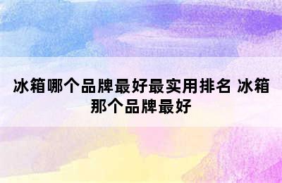 冰箱哪个品牌最好最实用排名 冰箱那个品牌最好